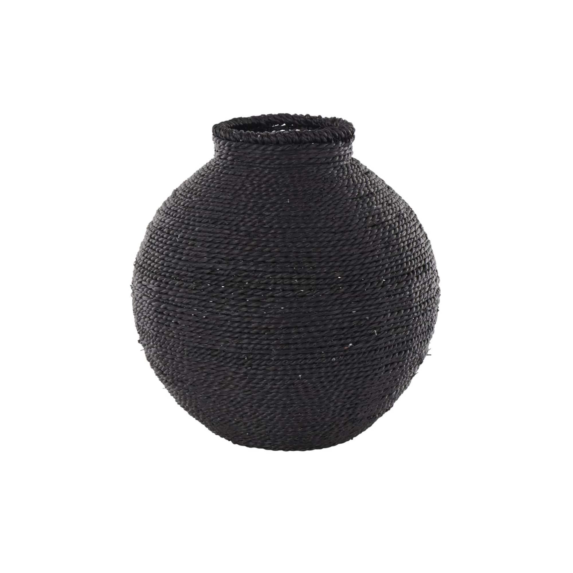 13" Black Metal Handmade Wrapped Vase